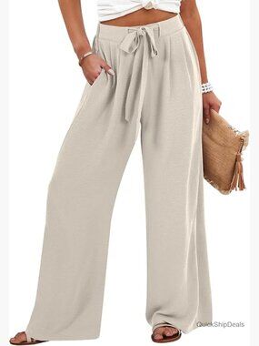Wide Leg Palazzo Pants High Waist Flowy Casual Lounge Trousers